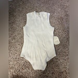 NWT Altar’d State Cream/White Ribbed Bodysuit Large